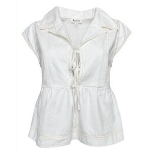 NEW &MERCI front tie cap sleeve top in snow denim